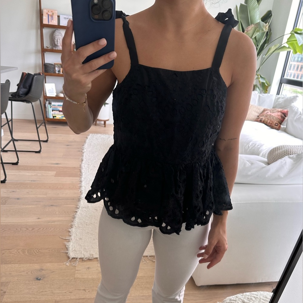 JCrew lace and ribbon-tie top